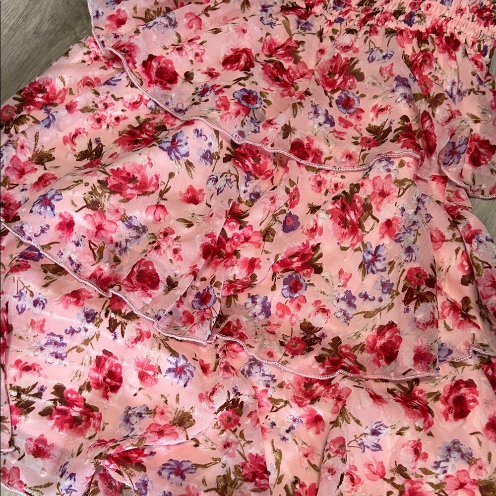 Floral Pink Ruffle Dress - Picture 3 of 7